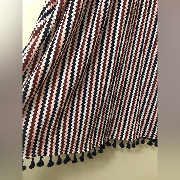 THML Womens Chevron Pattern Tassel Hem Sleeveless Scoop Neck Mini Dress Size M - Picture 9 of 16